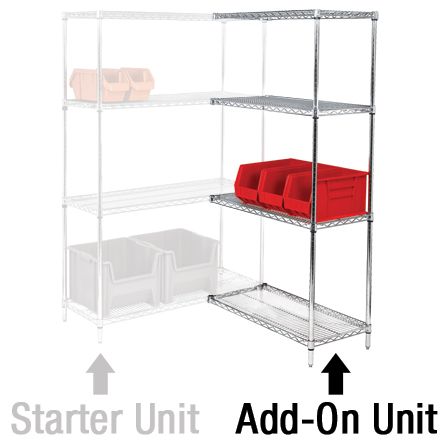 48 x 18 x 74" - 4 Shelf Wire Shelving Add-On Unit