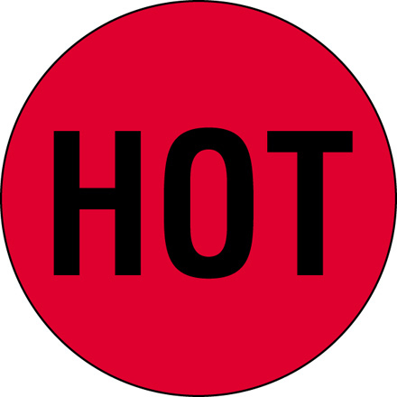 2" Circle - "Hot" (Fluorescent Red) Labels