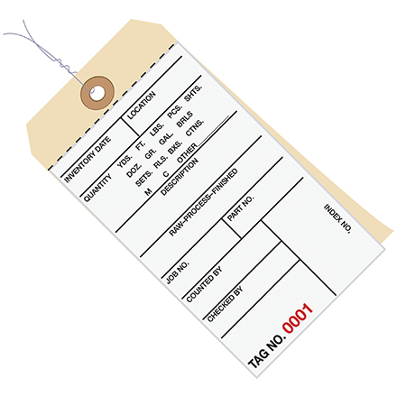 6 <span class='fraction'>1/4</span> x 3 <span class='fraction'>1/8</span>" - (9000-9499) Inventory Tags 2 Part Carbonless # 8 - Pre-Wired