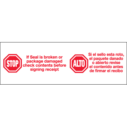 2" x 110 yds. - "Stop / Alto" (18 Pack) Tape Logic<span class='rtm'>®</span> Messaged Carton Sealing Tape